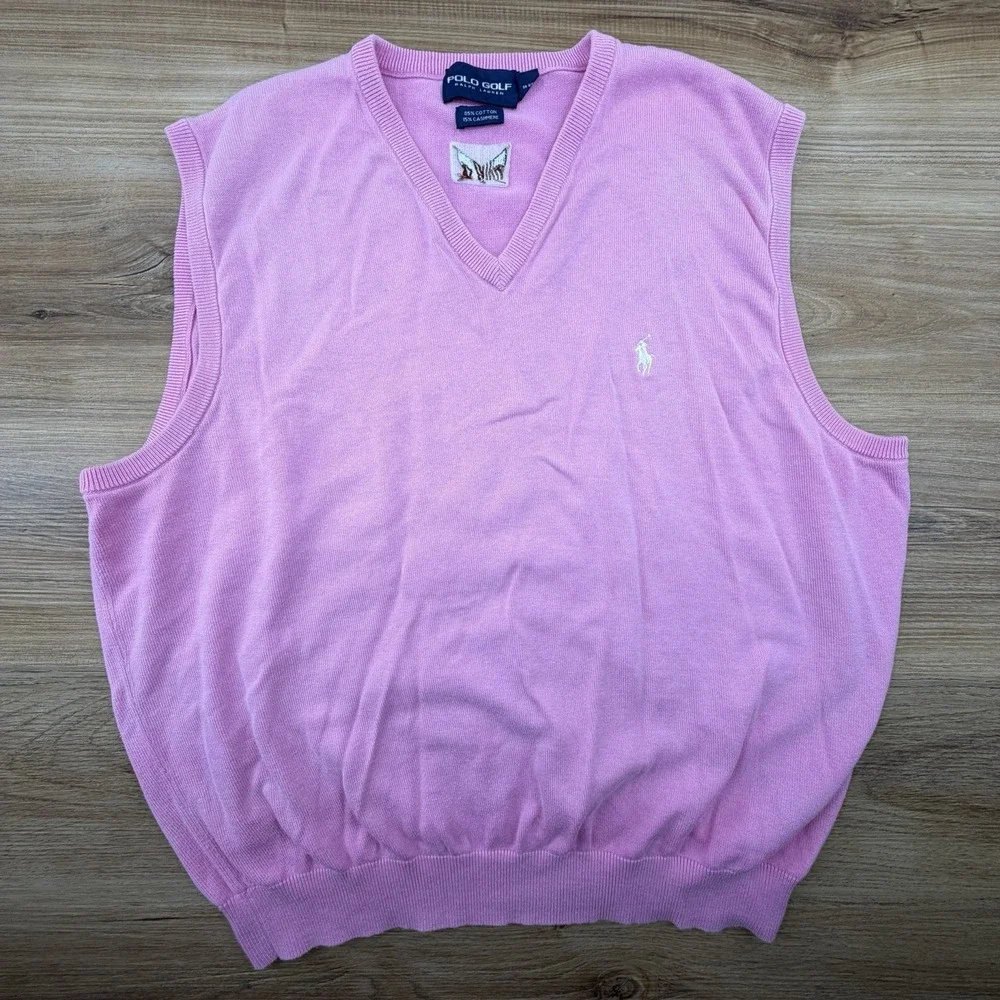 Polo Golf Ralph Lauren Sweater Mens XL Cashmere Sleeveless V Neck Pullover Vest